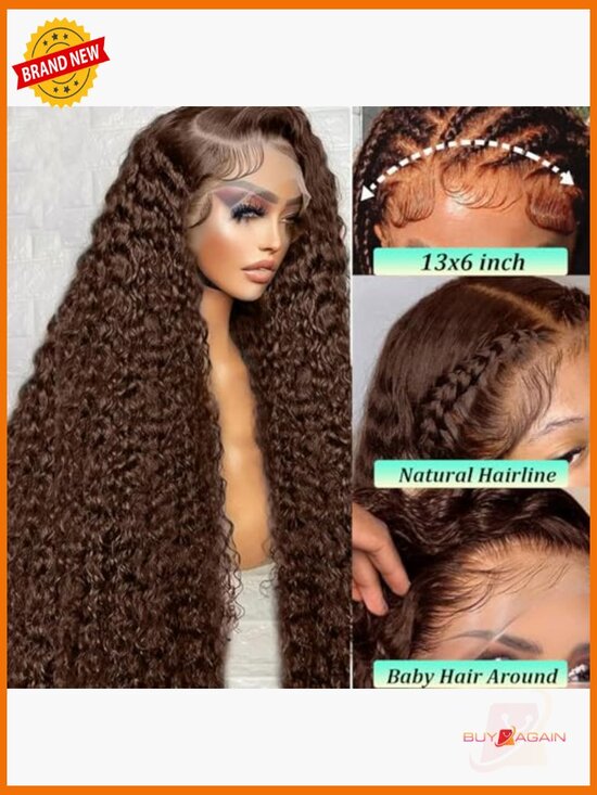 Deep Wave Lace Front Wig Human Hair 13X6 Pre Plucked 180% Density HD Lace main image 6